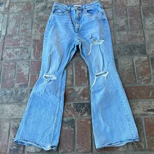 Levi's Premium 70s High Flare High Waist Distressed Jeans Light Wash Size 31